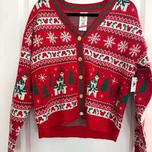 Disney Parks Disney World Holiday Christmas Cardigan Sweater Medium NWT